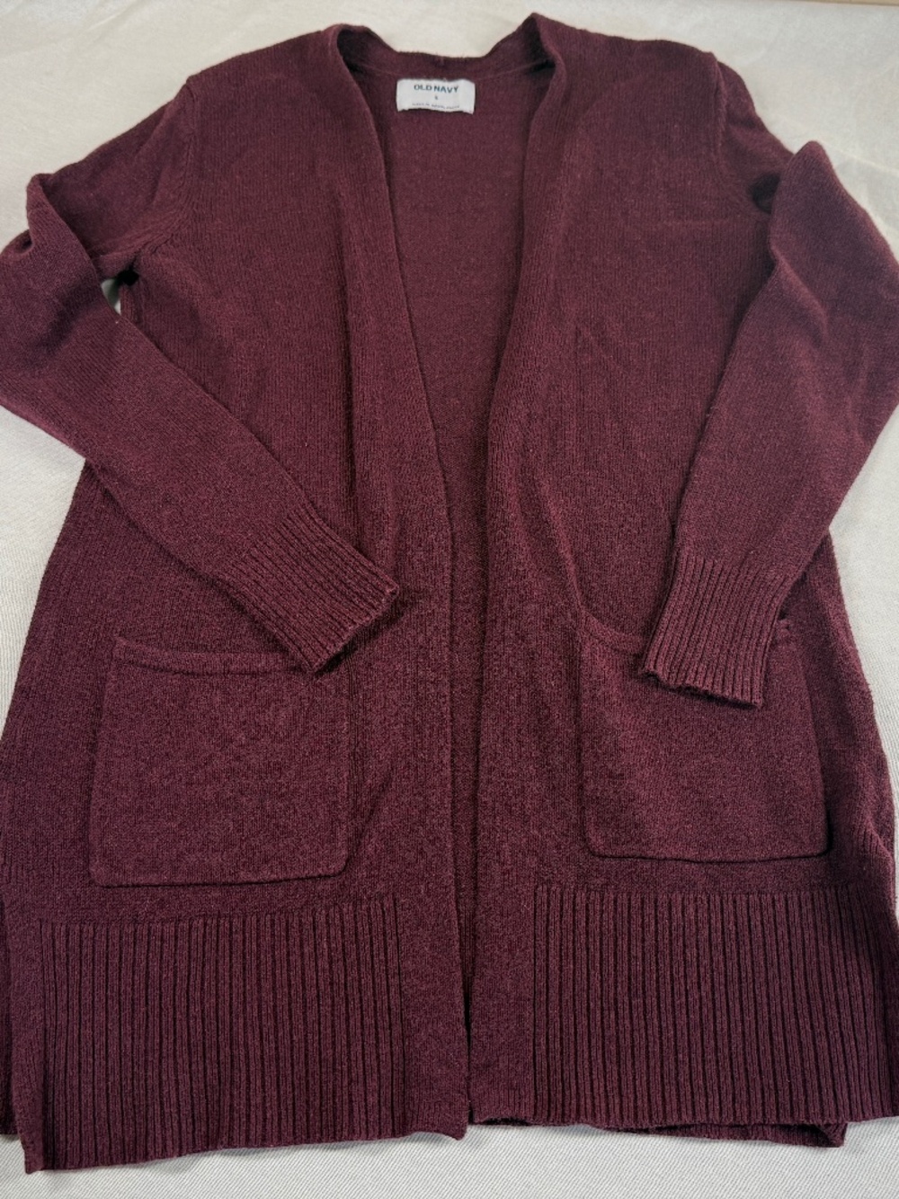 Old Navy Women's Woven Cardigan Sweater Size Small - Burgundy